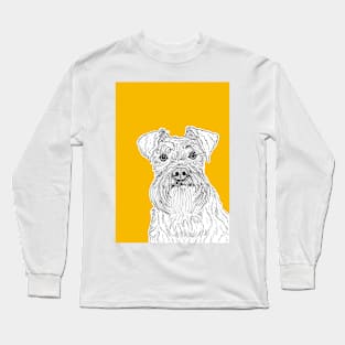 Schnauzer Dog Portrait ( yellow background ) Long Sleeve T-Shirt